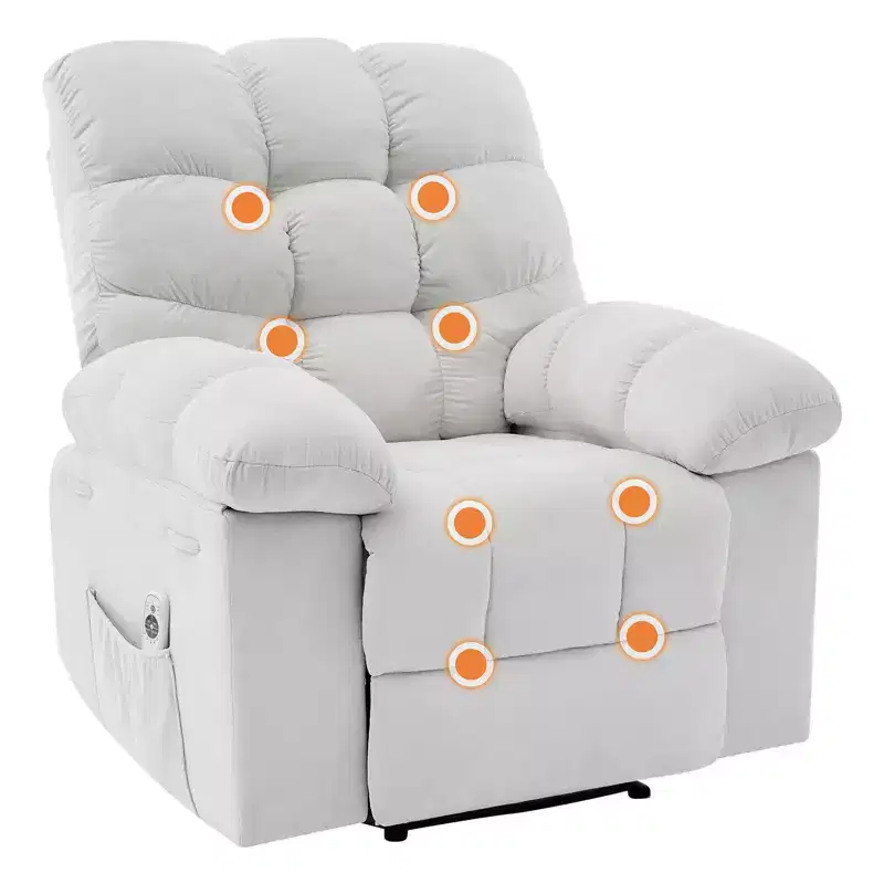Recliner Rocking Chair with Massage and Heat, Remote Control, High Back, Breathable Upholstered Seat, Adjustable Reclining, for Living Room, Bedroom