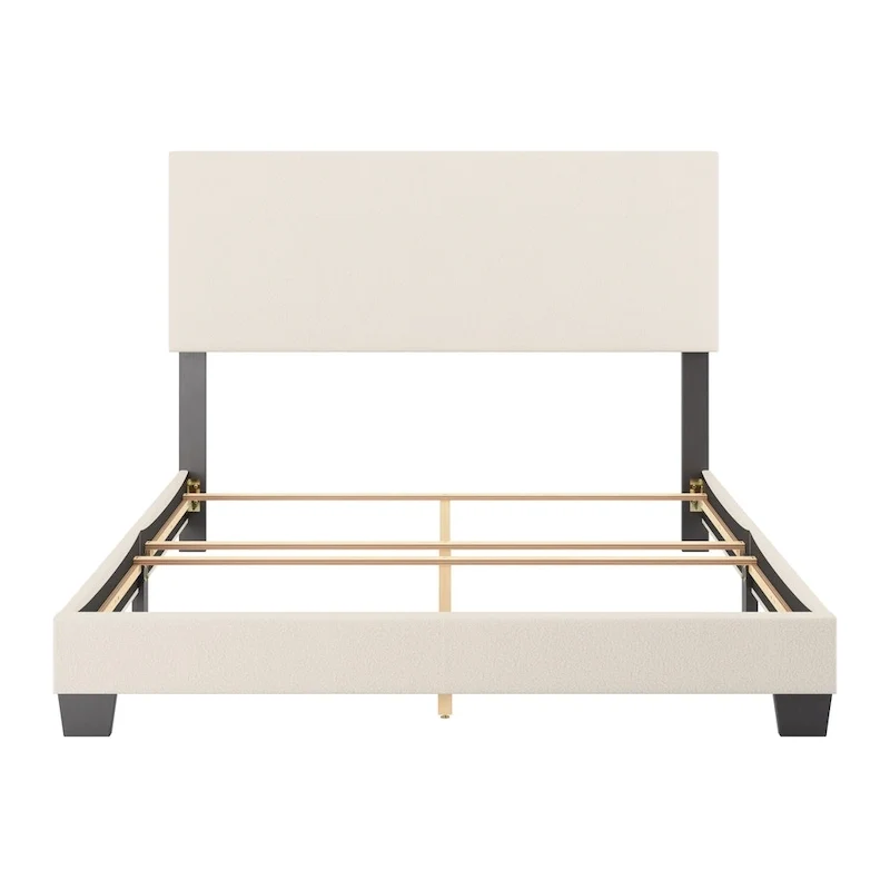 Nova Upholstered Modern Boucle Bed, Box Spring Required