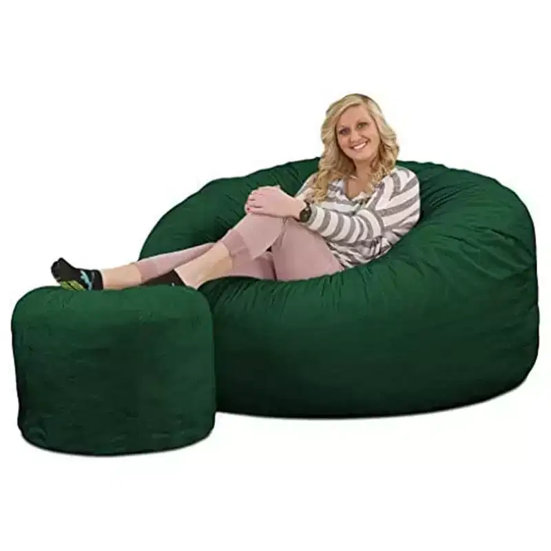 Ultimate Sack 5ft Bean Bag Chair and Footstool, Oversized Lounger, Hunter Suede