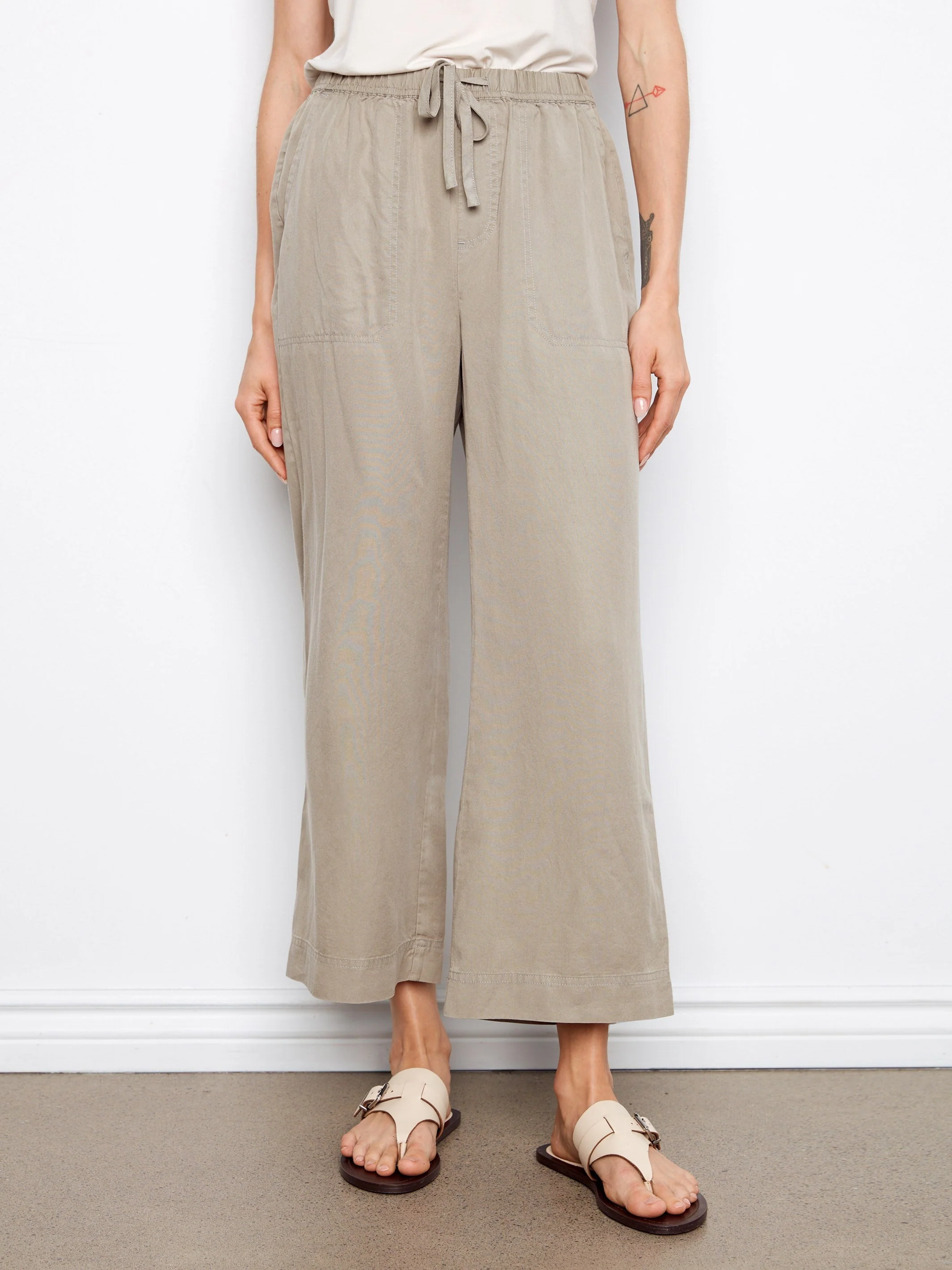 Soft Fabric Wide Leg Jogger Pants - Sage