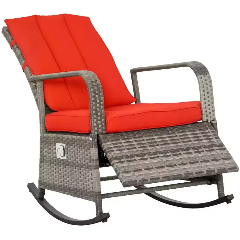 PE Rattan Rocking Recliner with Footrest