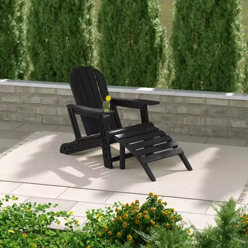 WestinTrends Azura No-Tools Outdoor HDPE Patio Adirondack Chair with Patio Ottoman