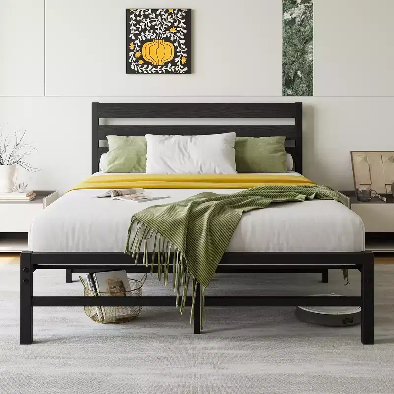 Queen/Full/Twin Size Metal Platform Bed Frame with Headboard, Slats Support -ModernLuxe
