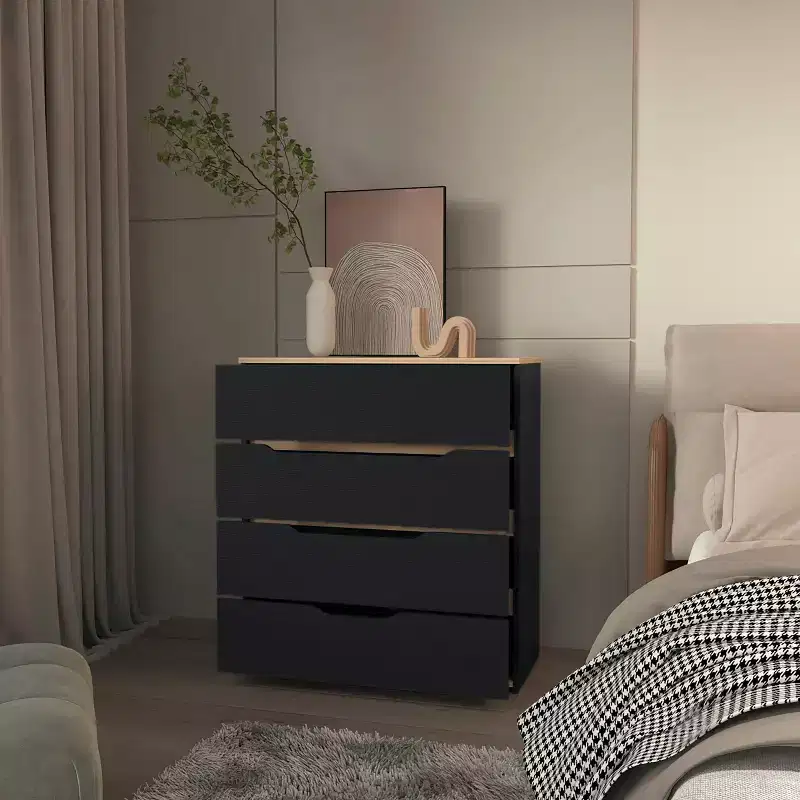 4-Drawer Dresser Ample Storage with Spacious Drawers, Sturdy Manufactured Wood, Superior Top for Versatile Home Spaces