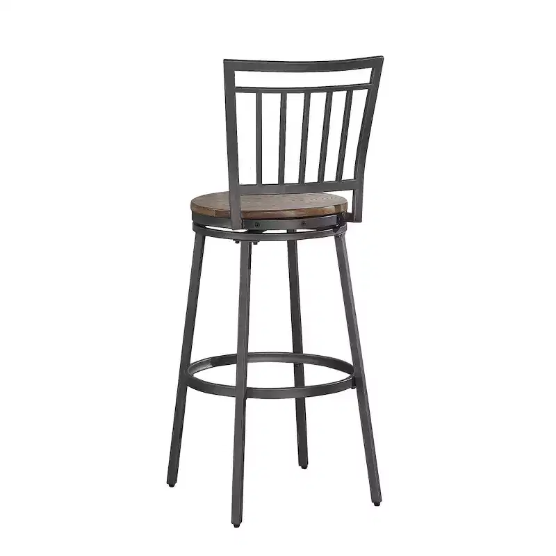 Stockton 25 Metal Swivel Stool - Slate Grey - Golden Oak Seat