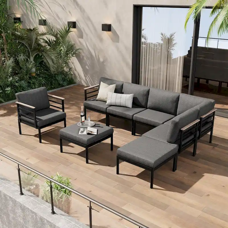Pellebant Conversation Sectional Set Aluminum Sofa with Cushion
