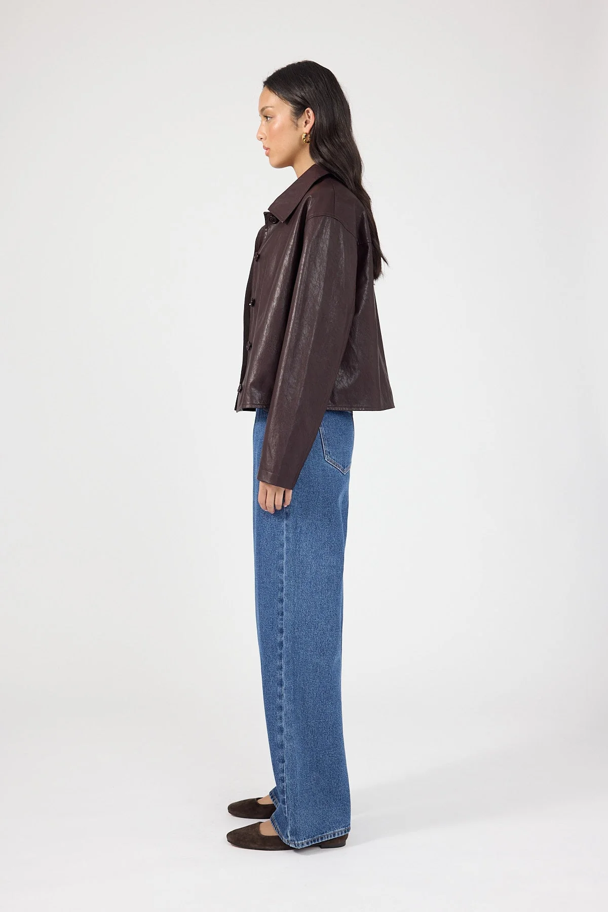 Faux Leather Jacket Plum