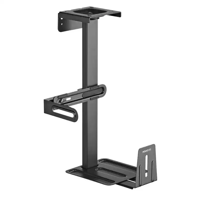 Rotating Heavy Duty CPU Mount | Height And Width Adjustable CPU Bracket For Under Desk And Wall Installation | 44 Lbs. Weight Capacity