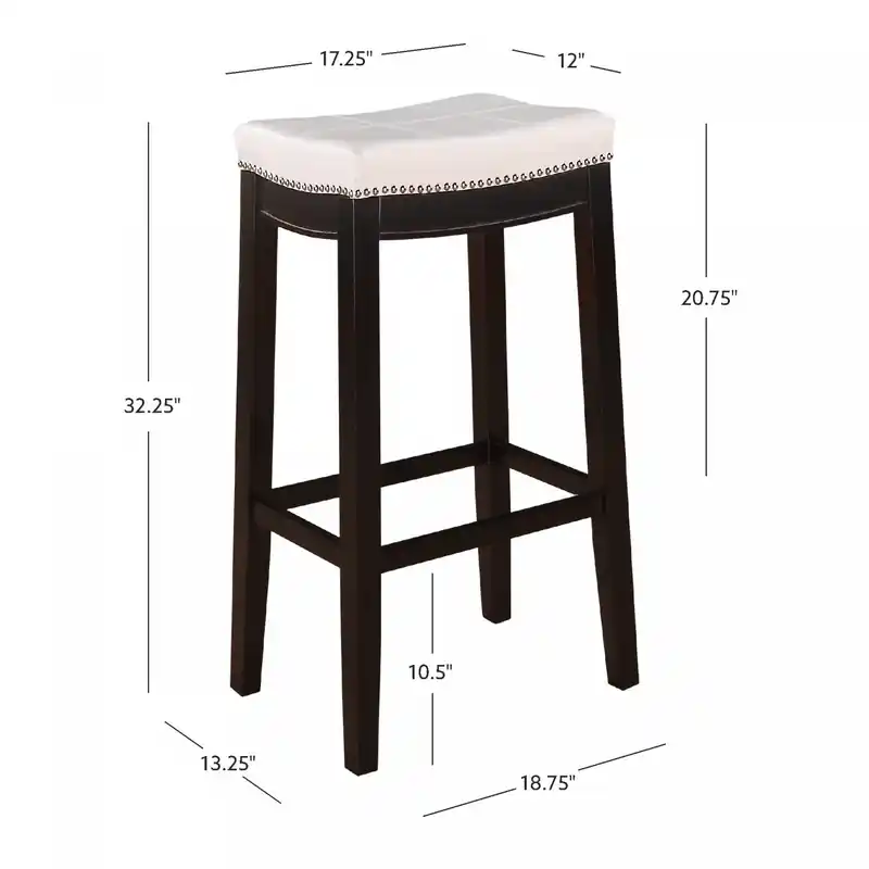 Faux Leather Backless Barstool - Black and White