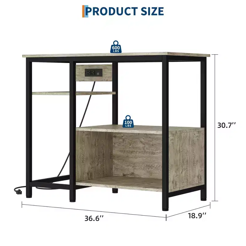 Heavy Duty Aquarium Stand for 40-50 Gallon Tank  4-Tier Metal & Wood Storage Shelves with Power Outlets  Sturdy Organizer for Fish, Turtle