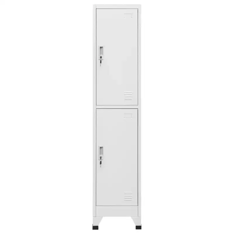 Steel Locker Cabinet, Industrial Gray, 2 Lockers, Large Rectangular Storage