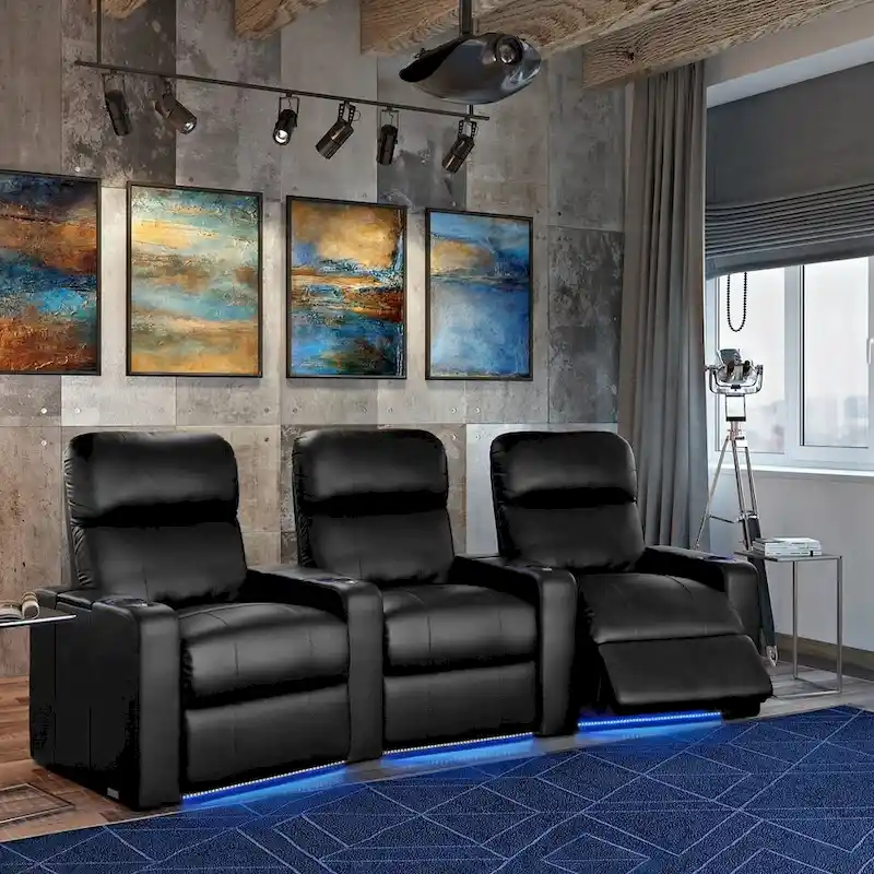 Octane Turbo XL700 Power Leather Home Theater Seating Set (Row of 3)