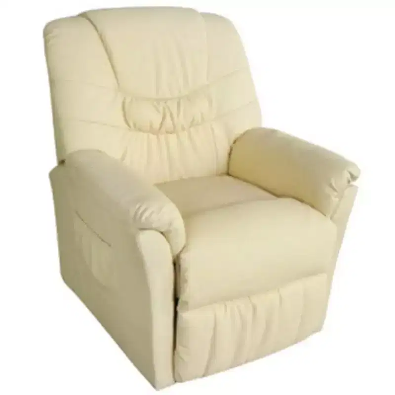 XL Massage Chair Cream Faux Leather Standard Adjustable Footrests