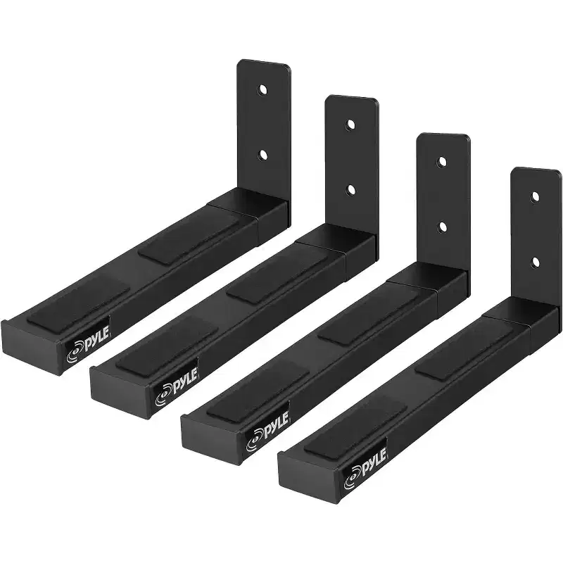 Pyle Universal Wall Mount Soundbar Speaker Brackets - Black