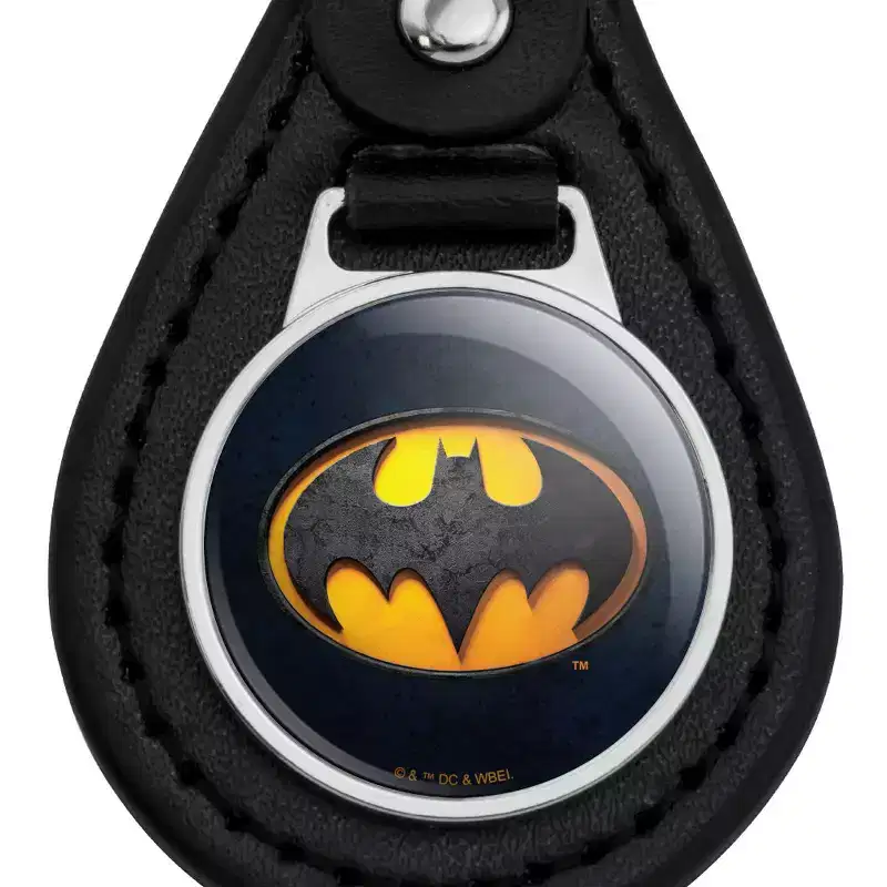 The Flash Batman Logo Black Leather Keychain