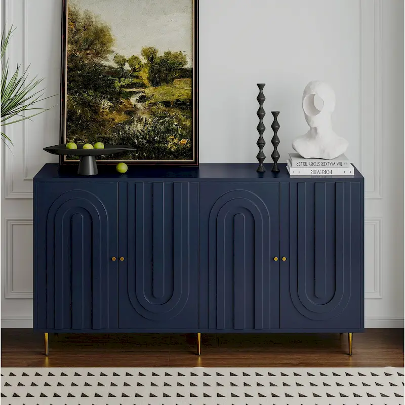 59.8W 4 Door Wooden Cabinet Sideboard Buffet - N/A