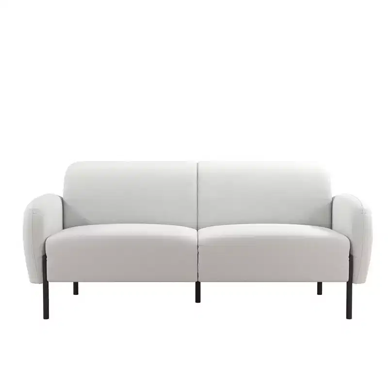 3-Seater Upholstered Sofa with Curved Back & Metal Legs