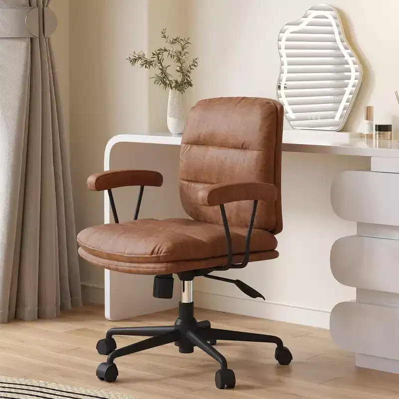 Modern 360° Swivel Adjustable Height Faux Leather Upholstered Office Chair