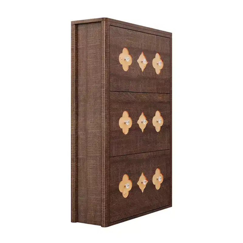 Acekool Brown Slim Shoe Cabinet with 6 Flip Drawers & Adjustable Shelves for Entryway