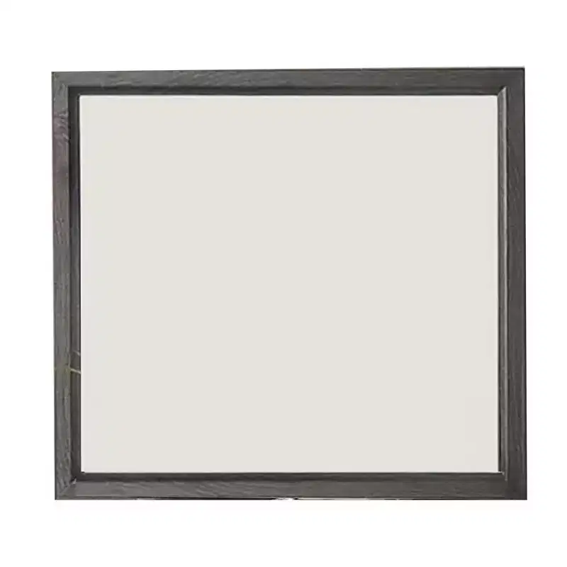 Dresser Vanity Mirror, 39 Inch Contemporary Gray Wood Frame