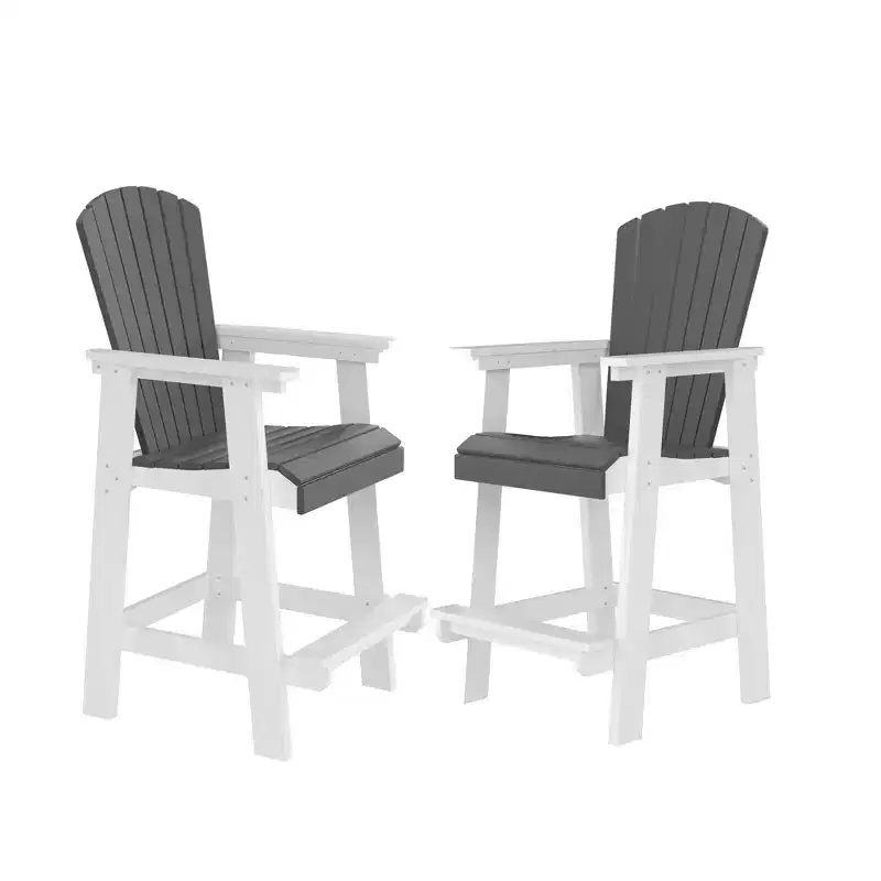 GDFStudio Harbor Outdoor HDPE Adirondack Bar Stool with Widened Armrests (Set of 2)