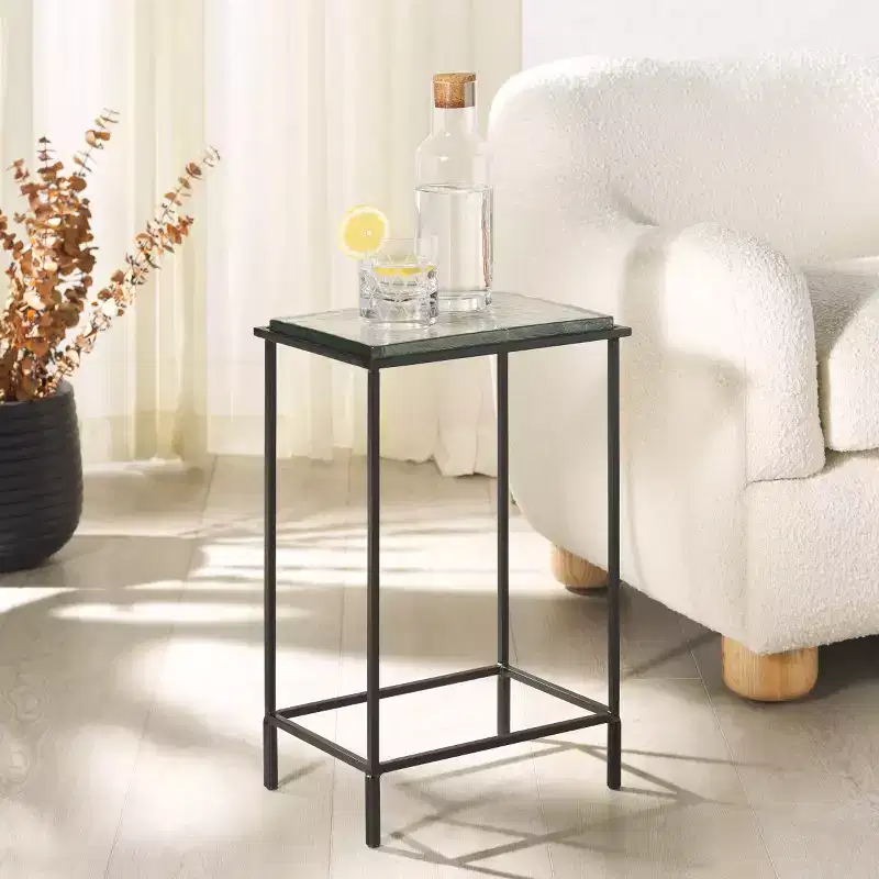 Ferguson Cast Glass Accent Table - SFV7911 - Black/Clear - Safavieh Couture