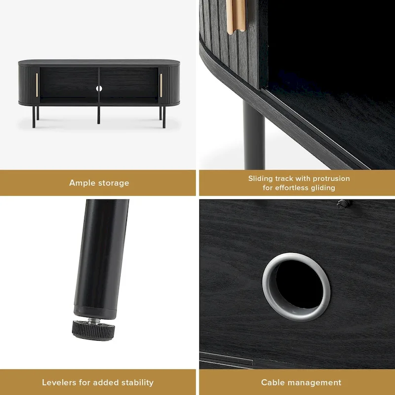 mopio Quin 59 Tambour TV Stand, Fluted Entertainment Center