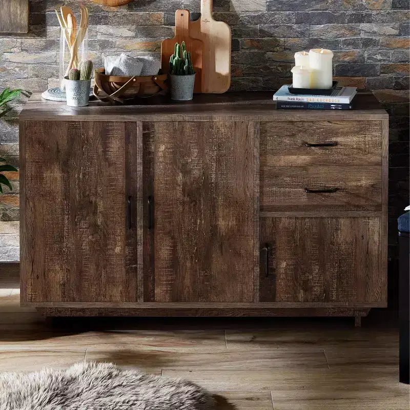 Iohomes Frakes Contemporary Buffet Table Natural Tone - HOMES: Inside + Out: Farmhouse Sideboard, Storage Console
