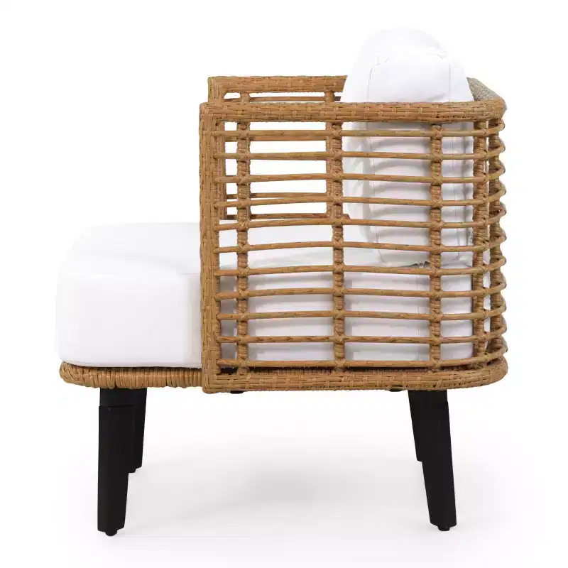 TUYOHW Semi-Enclosed PE Rattan Club Chair Patio Accent Chair,Set of 1,Boho Style Lounge Chair with Thick Water-Resistant Cushion & Foot Pads