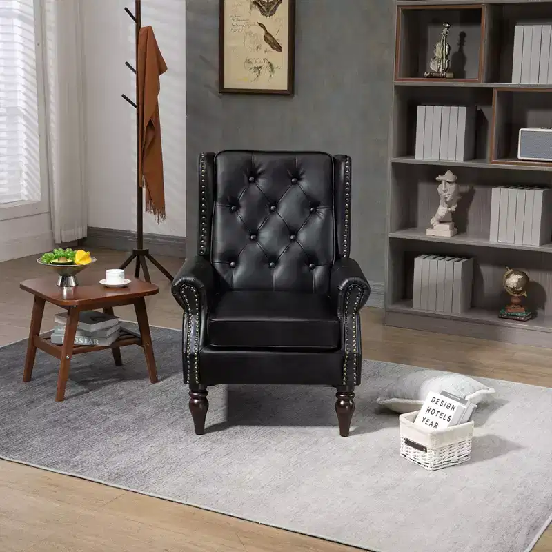 Lounge Chair, Wood Frame Armchair with Removable Cushion, Modern Accent Chair Leisure Chair Compatible with Living Room , Bedroom
