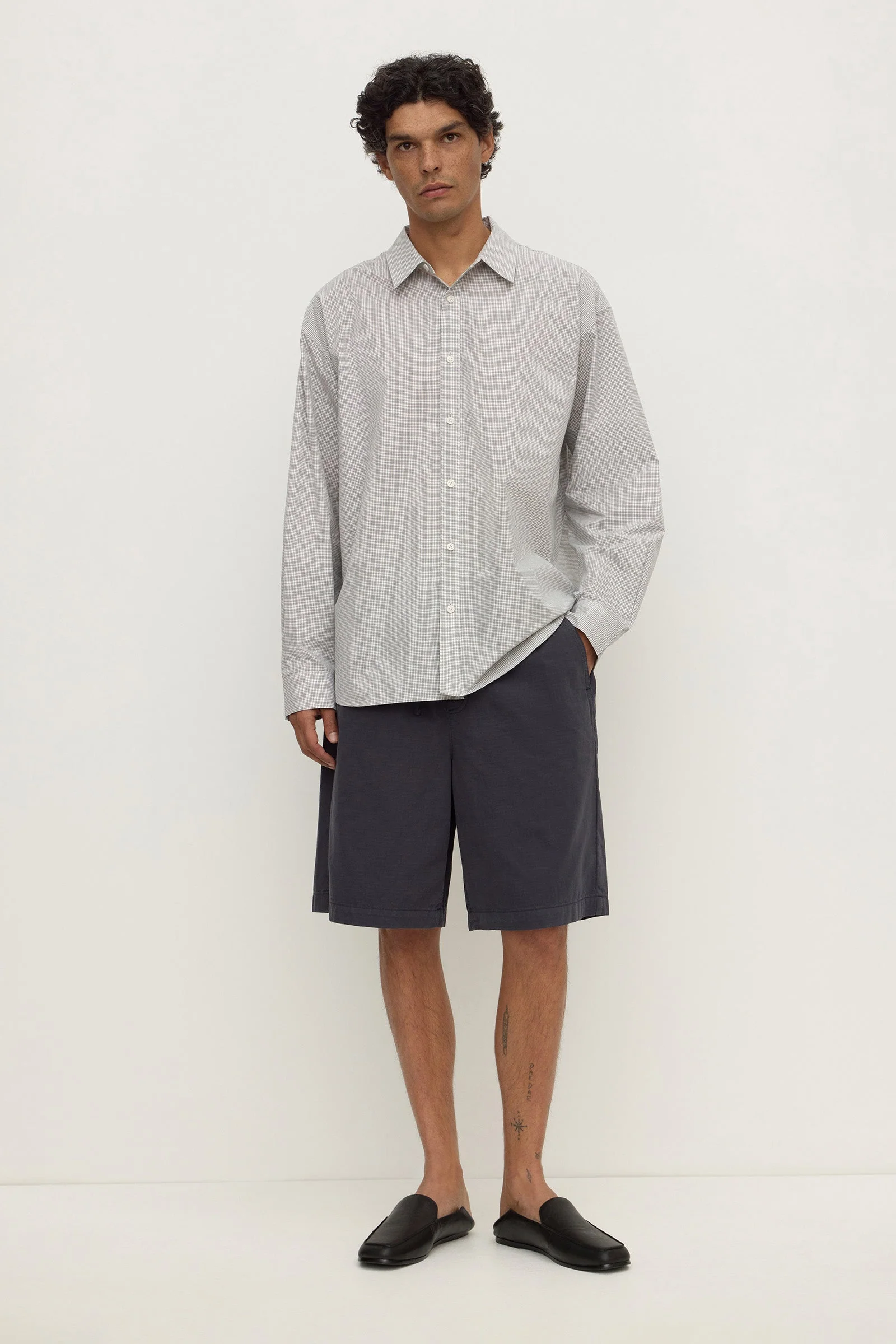 Washed Navy Cotton Ripstop Short