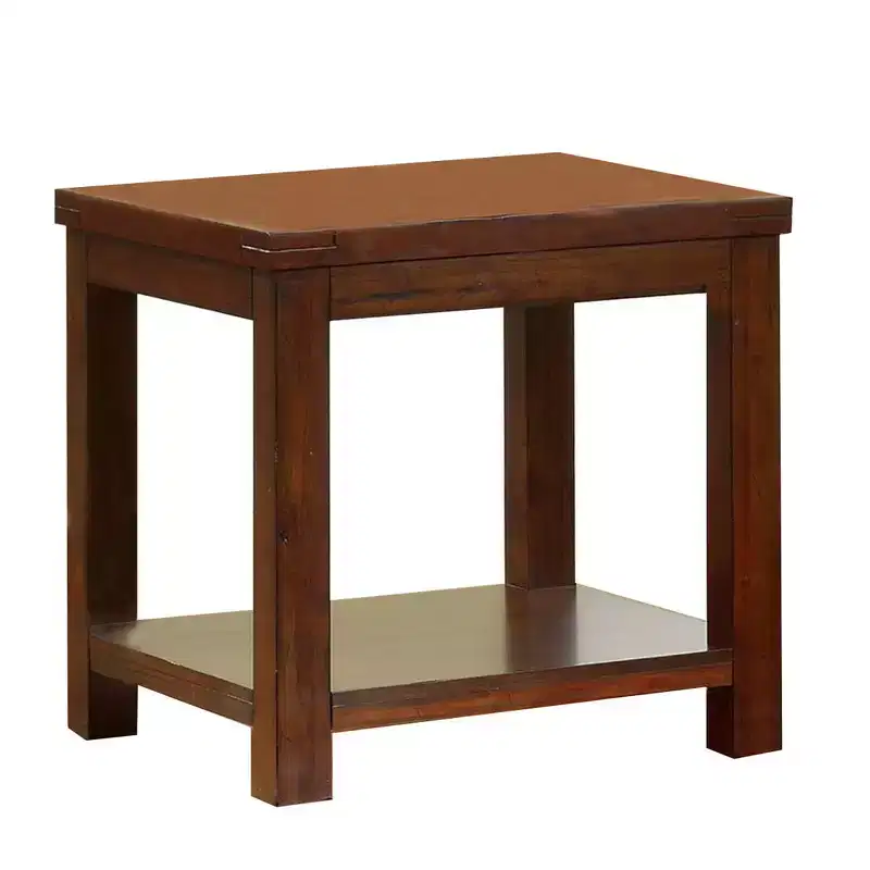 Royal Hampton Shaped End Table with Open Bottom Shelf, Dark Cherry