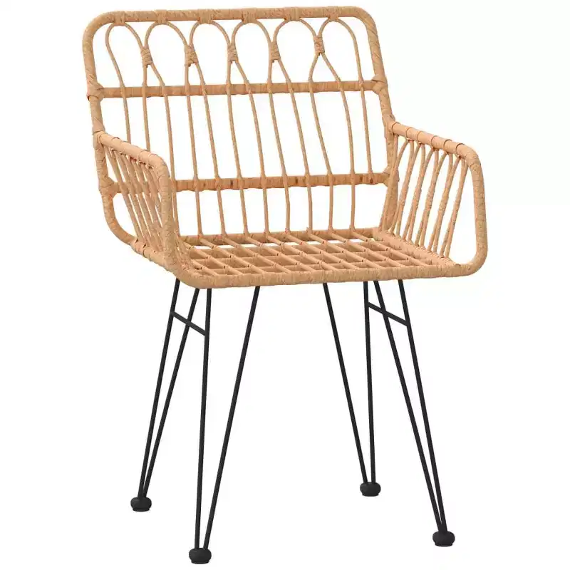 vidaXL Garden Chairs Set of 2 with Armrests, PE Rattan