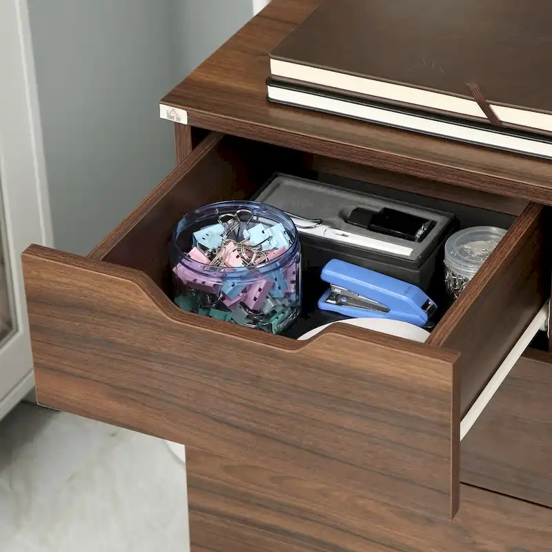 HOMCOM 3 Drawer Mobile File Cabinet, Rolling Printer Stand, Vertical Filing Cabinet