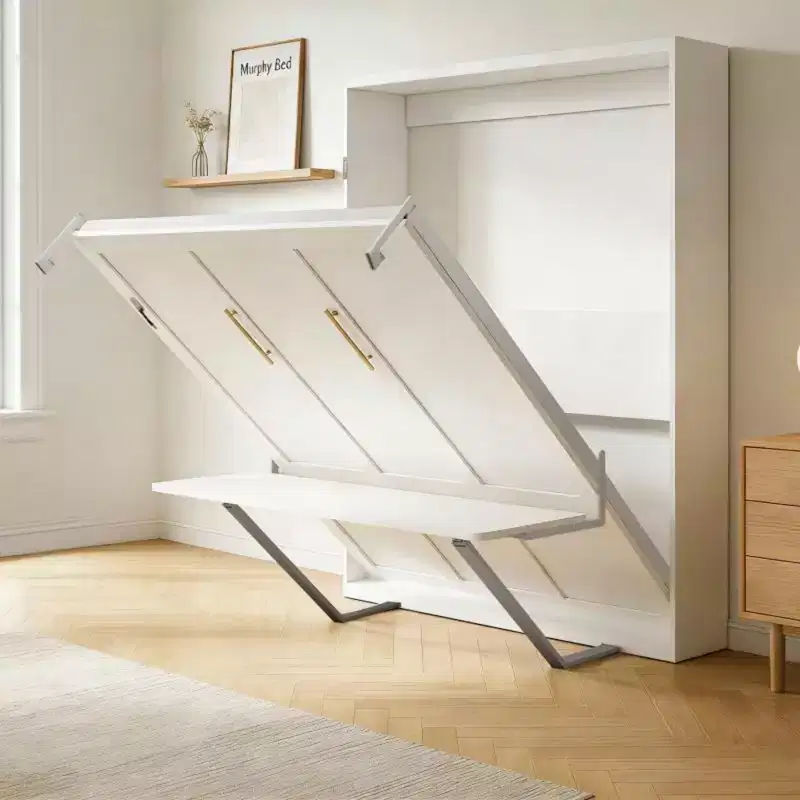 GDFStudio Winslow Modern Wood Murphy Bed with Integrated Desk and Automatic Legs