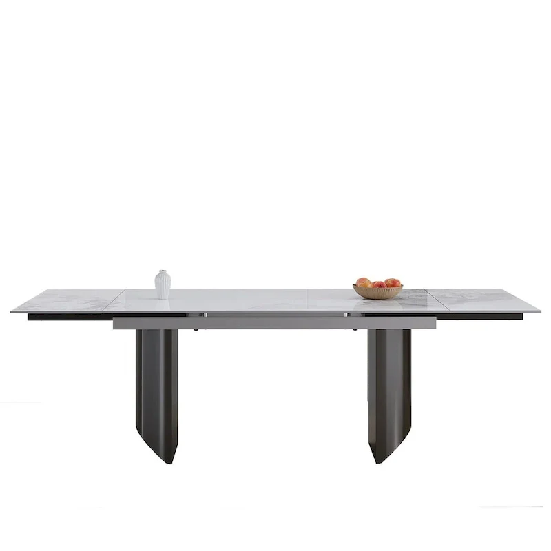 9-Piece Extendable Dining Table Set with 8 Upholstered Chairs