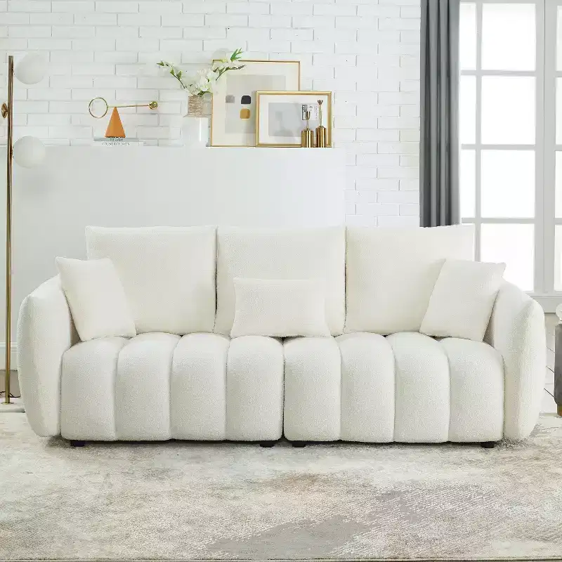 Christopher Knight Home Lucy 82 Teddy Wood Frame 3-Seater Sofa