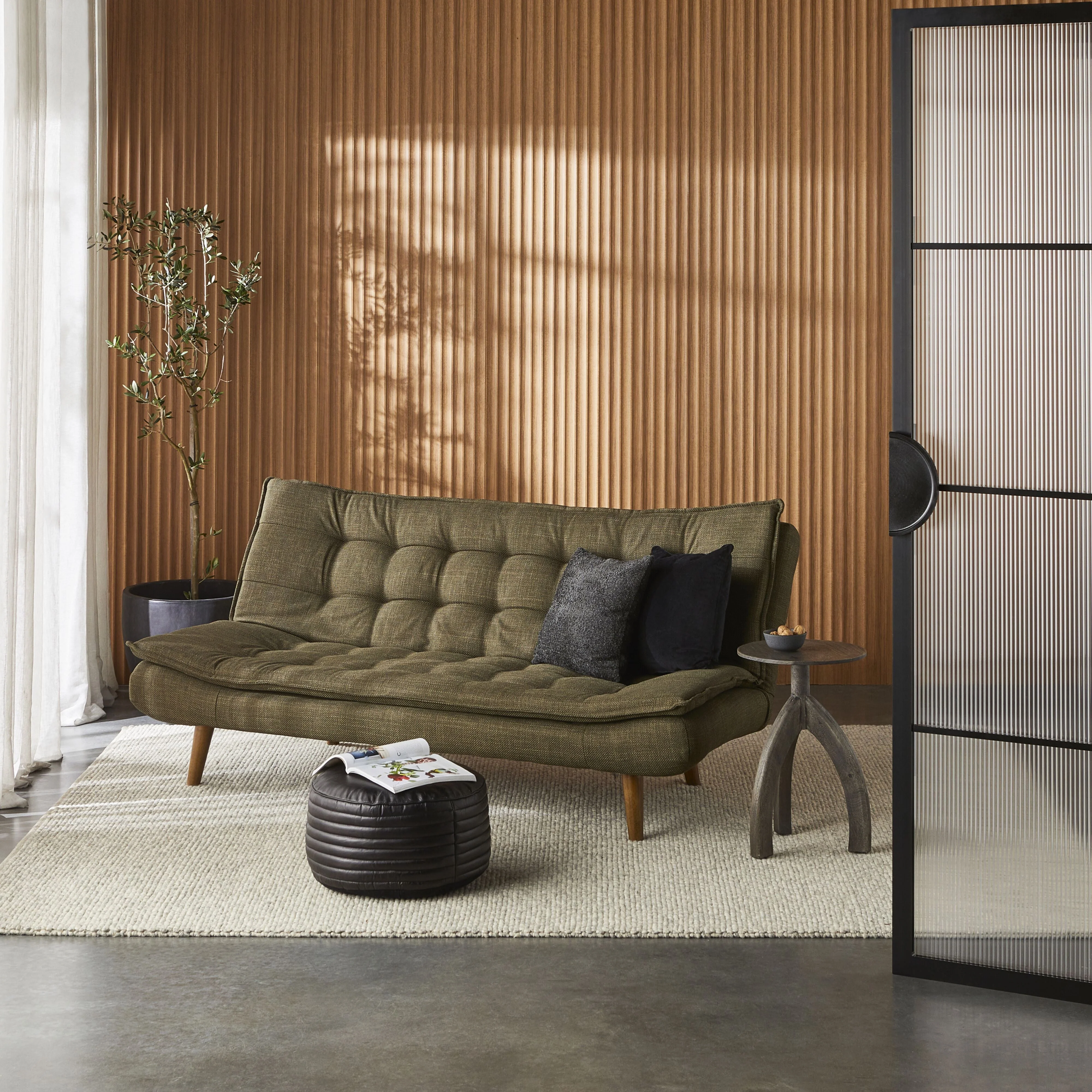 Click-Clack Sofa Bed Cypress Green Textured Weave