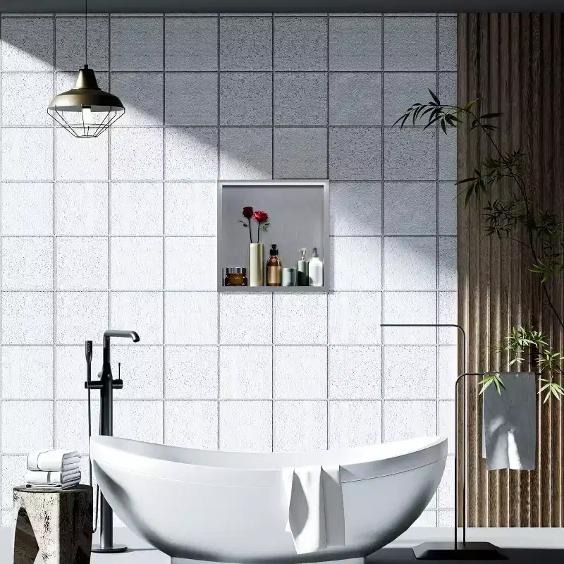 Stainless Steel Shower Niche with Recessed Rectangle Design, No-Tile Installation Required, Wall-Mounted Storage for Bathroom