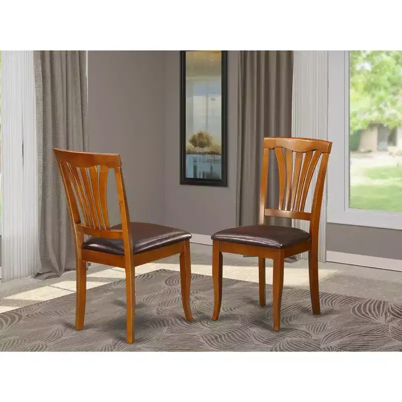 HomeStock Kitchen Dining Chairs Set of 2 Slat Back Buttermilk Cherry Finish