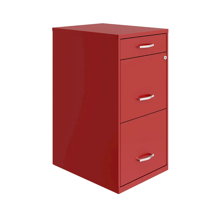 18 Deep 3 Drawer Metal File Cabinet, Lava Red