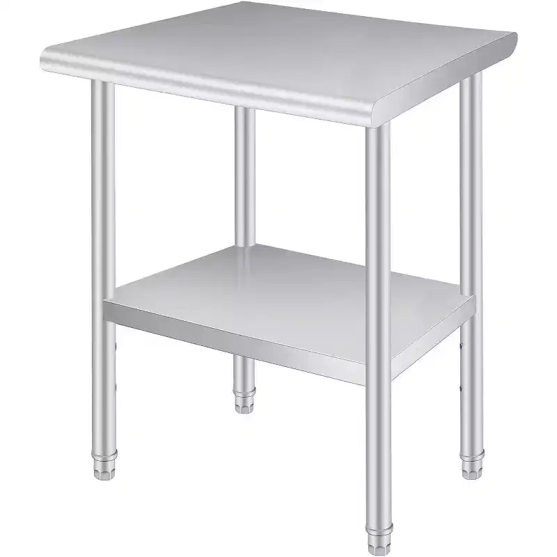Stainless Steel Work Table with Wheels, Heavy-Duty Adjustable Workbench for Kitchen, Restaurant, Garage