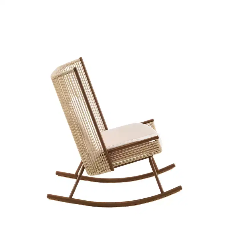 Christopher Knight Home Varun Farmhouse 2 Piece Patio Dining Set with Acacia Wood Table and Iron Rocking Chair