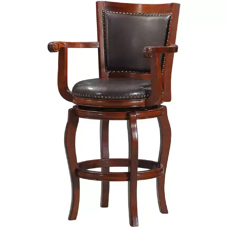 Jones Swivel Barstool Cherry/Brown - Boraam: Upholstered, Hardwood Frame, Fixed Height 29.5"