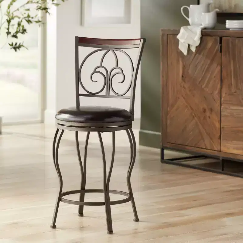 Metal Swivel Bar Stools Set of 2 – Brown, 24