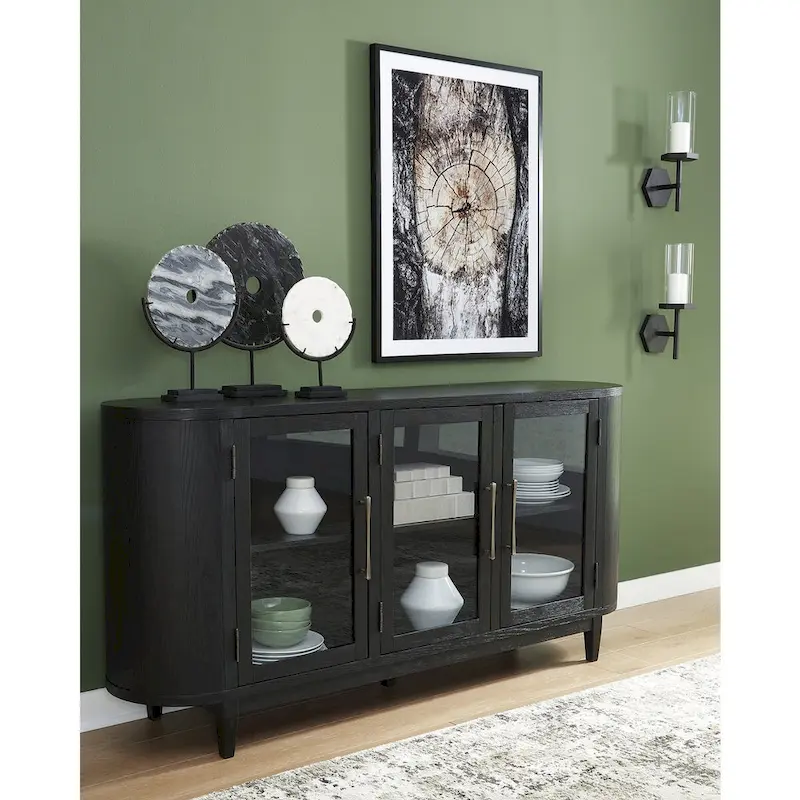Signature Design by Ashley Rowanbeck Black/Gray Dining Server - 74.13 W x 17.13 D x 35.13 H
