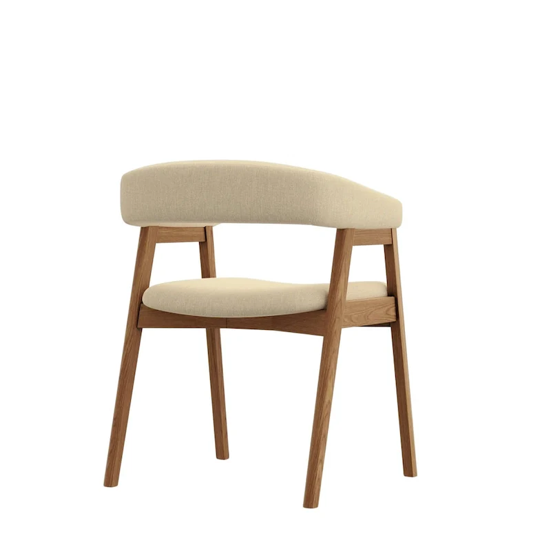 Curved Back Upholstered Dining Chairs, Set of 2