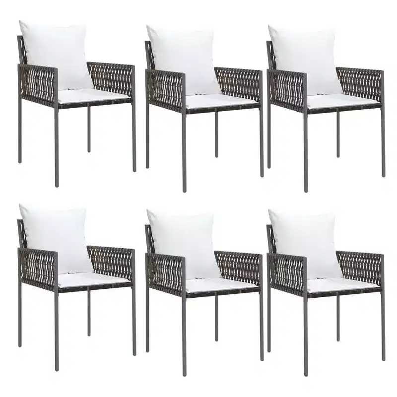 vidaXL Garden Chair Set of 6 Poly Rattan, Powder-Coated Steel