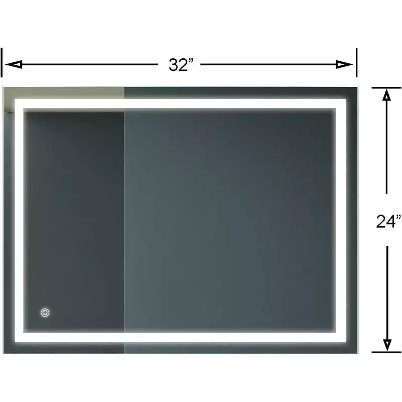 32 x 24 Inch LED Bathroom Vanity Mirror 3 Colors Dimmable Wall Mounted Makeup Mirror with Wall Switch Control Waterproof Anti-Fog Bathroom Mirror