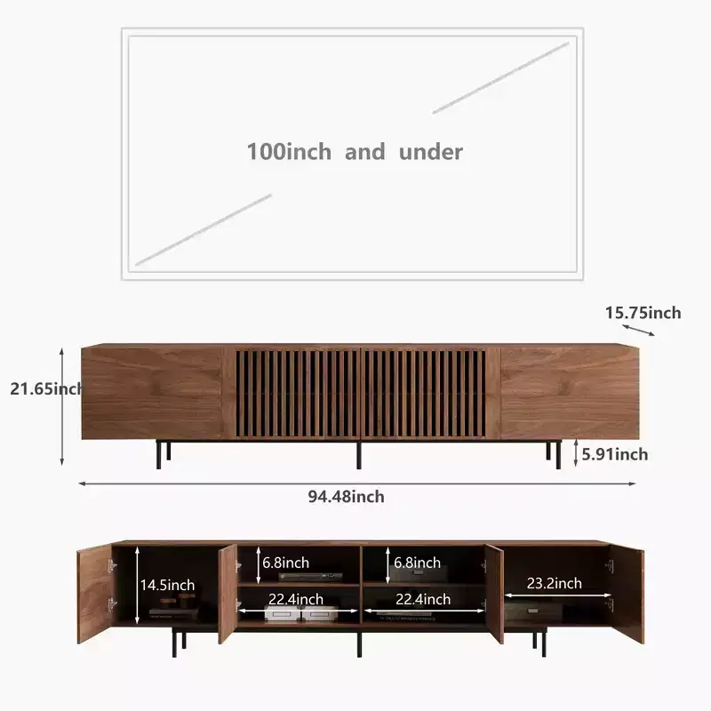 Luck Live Mid-Century Modern 94.48 tv stand medieval modern walnut color TV cabinet